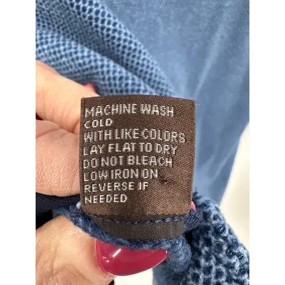 J McLaughlin Marisa Fleece Top Button Detailed High Neck Blue Size Medium - Picture 10 of 10